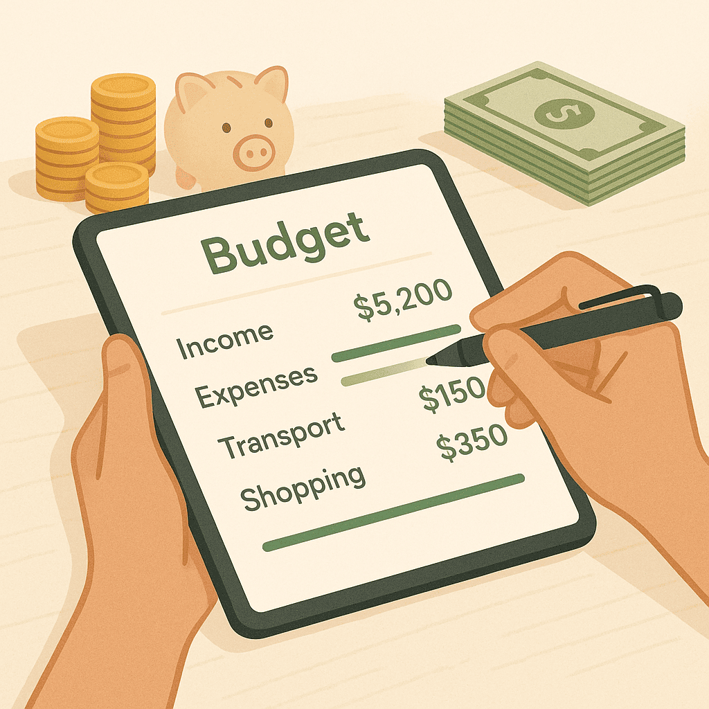 Person writing in a budget planner, symbolizing organization and control over personal finances.