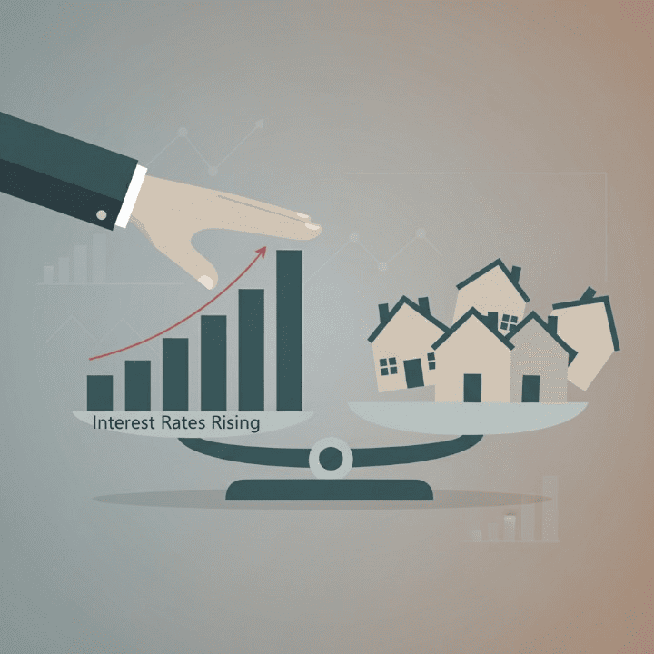 Graph illustrating rising interest rates impacting housing market stability.