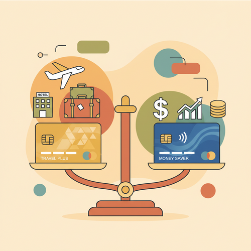 A conceptual image of an Amex Platinum card and a Chase Sapphire Reserve card on a balancing scale, representing the comparison of Amex Platinum vs. Chase Sapphire Reserve benefits.