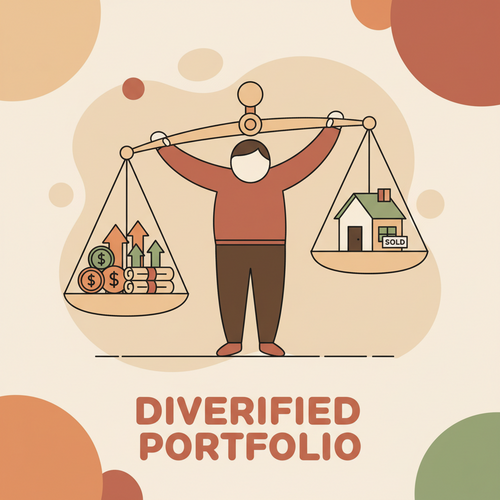 Illustration of a person balancing various financial assets like stocks, bonds, and real estate, symbolizing effective asset allocation strategies for long-term wealth in 2026.