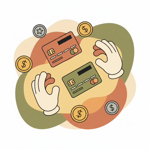 Illustration of various business credit cards and money representing effective cash flow management for businesses in 2026.