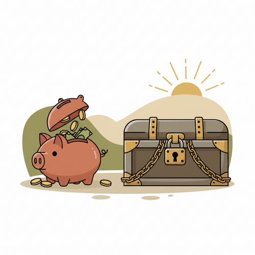 Illustration comparing High-Yield Savings Accounts vs. CDs with symbols for accessibility and locked-in returns.