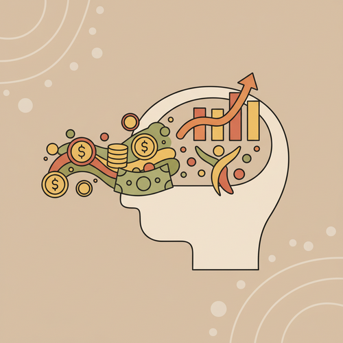 An illustration showing money flowing into a mind, representing the economic impact of mental health and the benefits of preventative care.