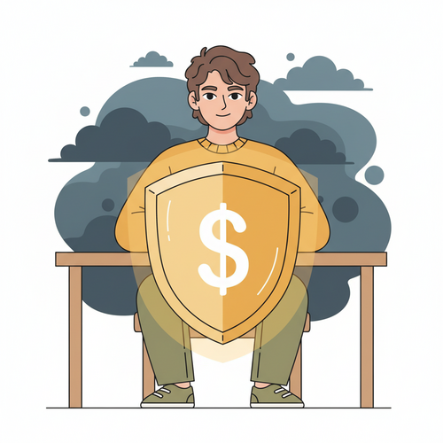 A freelancer with disability insurance for freelancers, protected from financial storms.