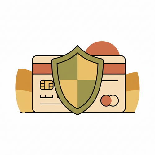 Illustration of a shield protecting a credit card, symbolizing credit card fraud protection and financial security.