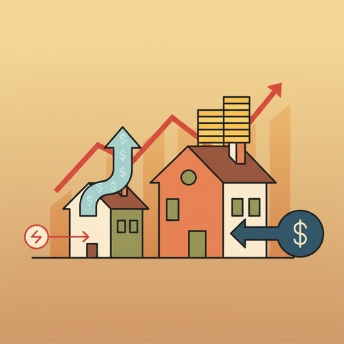 An illustration comparing a HELOC vs Home Equity Loan, showing different paths for borrowing against home equity in a high-rate environment.