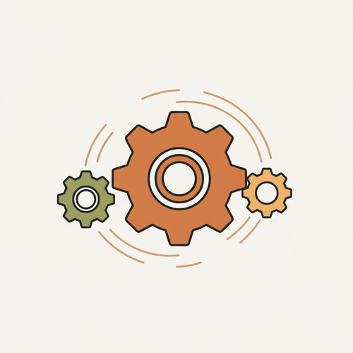 Illustration of interconnected gears showing the Prime Rate influencing loans and credit cards, representing the financial system.