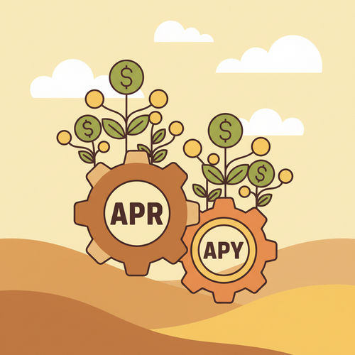 Illustration depicting APR vs APY compound interest mechanisms affecting savings growth.