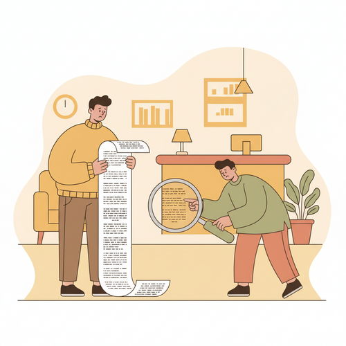 Illustration of a traveler confused by a hotel bill with hidden resort fees, emphasizing how to avoid hidden resort fees.