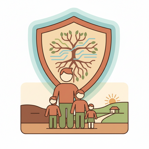 Illustration showing a family updating life insurance beneficiaries, emphasizing financial protection.