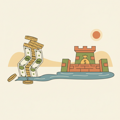 Flat design illustration depicting financial protection from accidental death and dismemberment, symbolizing AD&D coverage and risk mitigation.
