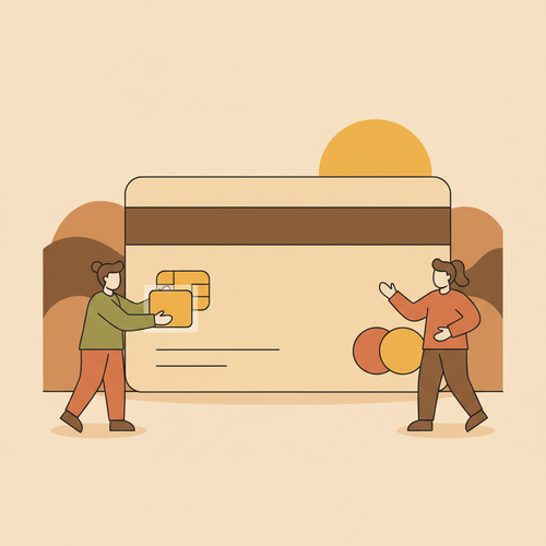 Illustration showing the concept of authorized users on credit cards and their financial relationship.