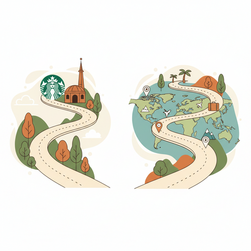 Illustration comparing the specialized benefits of co-branded credit cards against the versatile advantages of general travel cards for optimizing travel rewards.