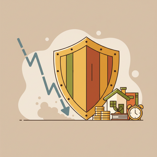 Conceptual illustration of deflationary asset shielding protecting a diversified investment portfolio from economic downturns.