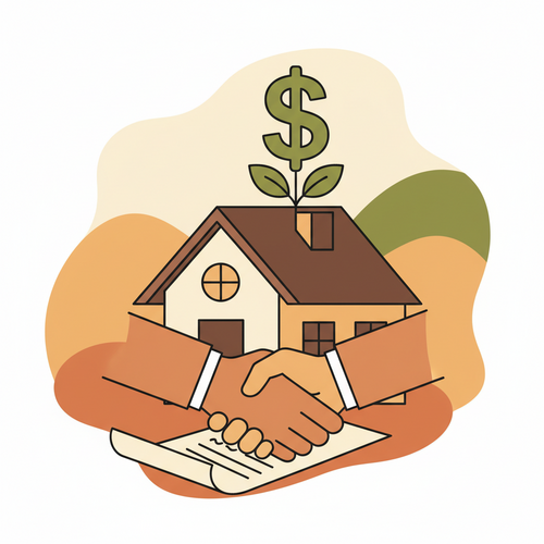 Illustration of a house with money signs, representing securing the best HELOC rates for home improvements.