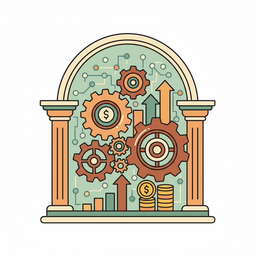 Illustration of interconnected financial gears and data streams, representing the efficient institutional deployment of credit facilities for yield optimization.