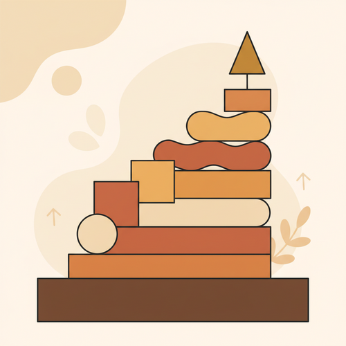 Illustration of a financial ladder with steps representing different life insurance policies, symbolizing life insurance laddering as a cost-effective strategy.