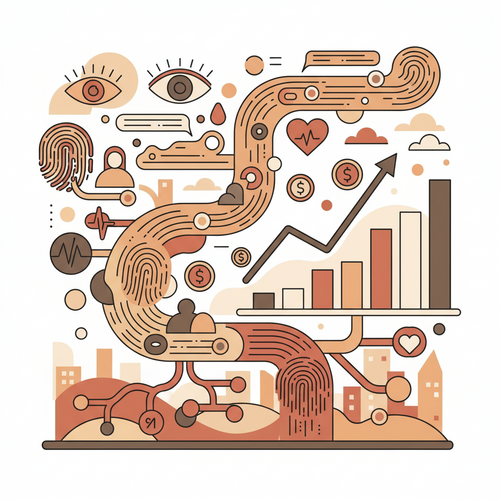 Conceptual illustration of occupational biometric analytics data flowing into financial models, symbolizing risk premium reduction in a corporate setting.