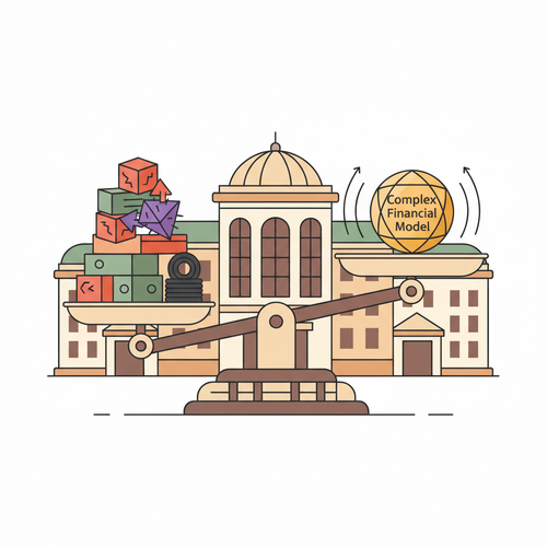 Flat design illustration of quantitative actuarial modeling balancing institutional liabilities, showing financial resilience and risk mitigation.