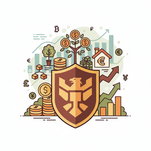 Conceptual illustration of strategic sovereign hedging, depicting a strong shield protecting national financial assets from currency volatility and interest rate risks