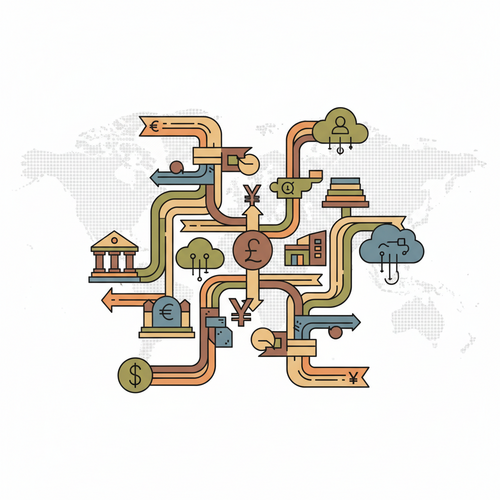 Conceptual illustration of geopolitical capital arbitrage demonstrating how international corporate structuring leverages diverse regulatory and tax environments to optimize global capital flows.
