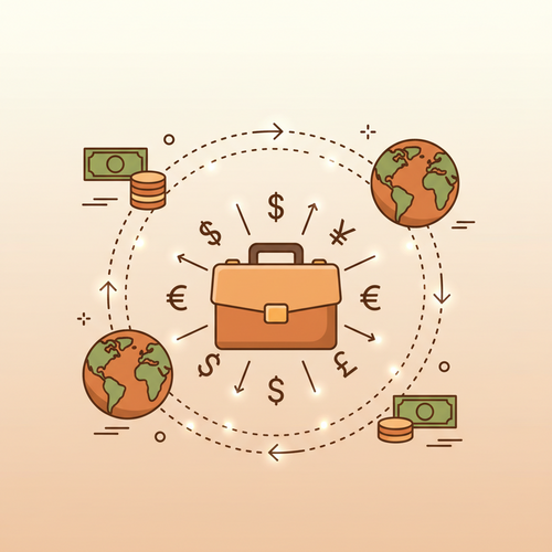 Illustration of geopolitical wealth allocation and cross-border corporate mobility strategies, showing global capital flows and business relocation.