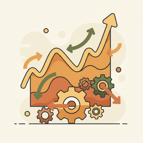 Flat design illustration showing a dynamic sovereign yield curve, with elements representing economic data and financial tools, symbolizing advanced forecasting for fixed-income volatility.