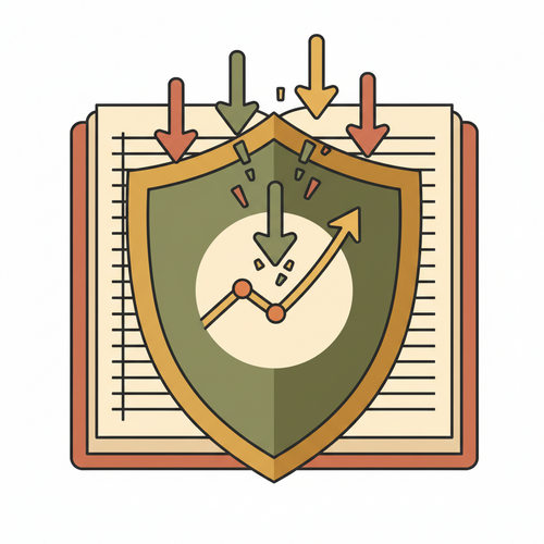 Illustration of a financial shield protecting investment assets from deflationary pressures, symbolizing deflationary asset insulation and liability hedging.