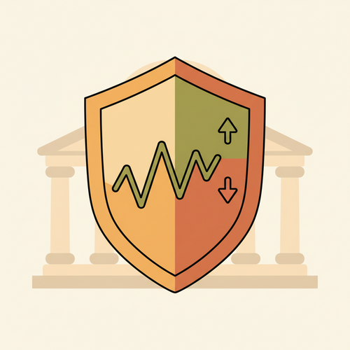 Conceptual illustration of macroeconomic volatility hedging, showing a shield protecting a financial chart amidst yield curve fluctuations and central bank monetary policy shifts.