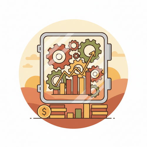 Illustration of private wealth allocation architectures, showing interconnected gears representing risk-adjusted asset velocity and fiscal optimization in finance.
