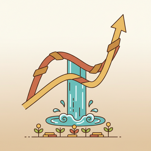 Flat design illustration of a sovereign yield curve interacting with interbank liquidity, depicting financial market dynamics and central bank influence.
