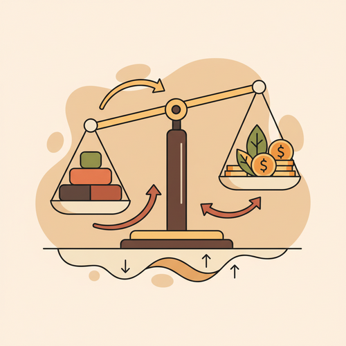 Illustration of financial scales balancing unsecured revolving liability against high-yield corporate assets, representing corporate yield arbitrage.