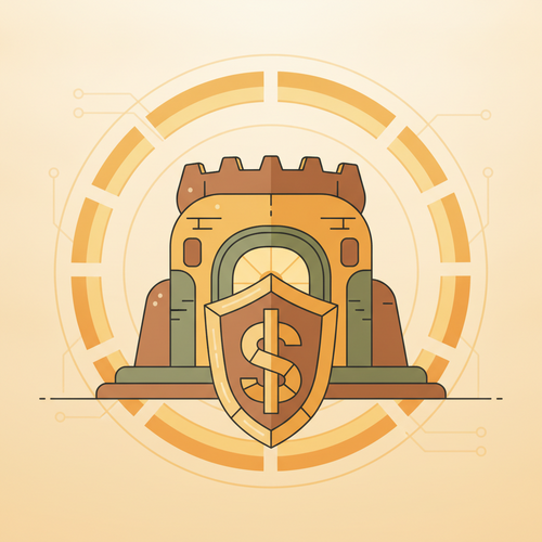 Illustration of secure digital vaults and protective barriers, symbolizing fiduciary firewalls for HNW portfolios against capital disruption.