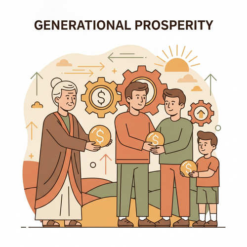 Illustration of intergenerational capital aggregation and liquidity deployment showing wealth transfer across generations and strategic financial planning.
