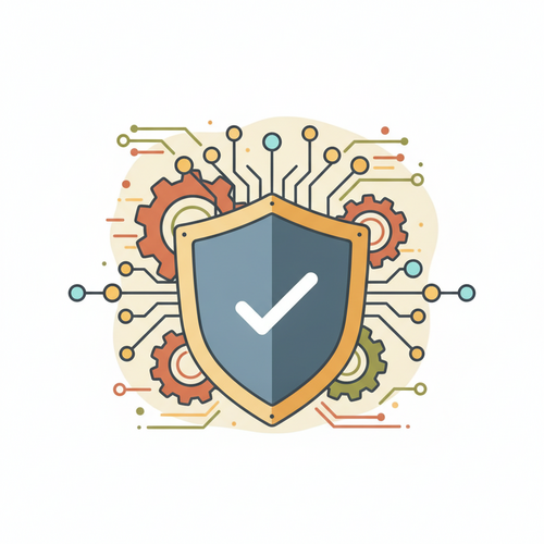 Illustration of data points and algorithms protecting an insurance shield, representing predictive claims mitigation strategies and advanced risk management.