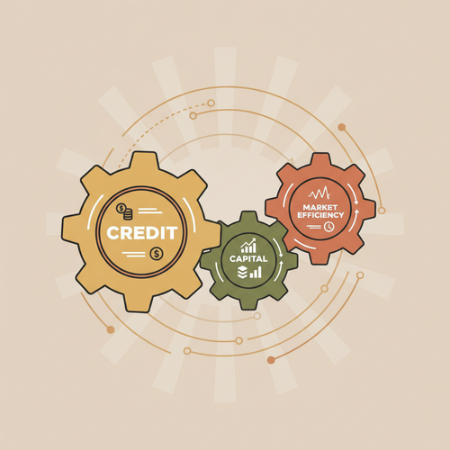 Illustration depicting interconnected financial gears symbolizing working capital arbitrage strategies and institutional revolving credit architectures.