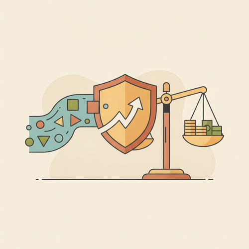 Conceptual image representing predictive underwriting protocols and liability deflection frameworks, showing data analyzing risks and protecting assets.